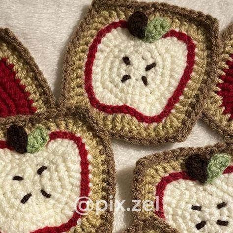 zel ʚ♡⃛ɞ on Instagram: "₊˚.༄₊🥧˚.༄₊🍎˚.༄༘ ₊🥧˚.༄༘ Free Apple Granny Square Pattern   check out my tester photos @pixzel.presents !!  youtube tutorial and written pattern in my bio  tag me if you create anything with them :)   Apple pouches available in my bio for $20 🤎🍎  prepare for me to spam you guys with a couple apple bags for the next few weeks. what should i name this collection? 🐛♥️ ₊˚.༄₊🥧˚.༄₊🍎˚.༄༘ ₊🥧˚.༄༘" Apple Granny Square Pattern, Crochet Apple Granny Square, Apple Knitting Pattern, Crochet Bag Granny Square Free Pattern, Apple Crochet Pattern Free, Crochet Apple Free Pattern, Apple Granny Square, Granny Square Bag Pattern Free, Apple Crochet