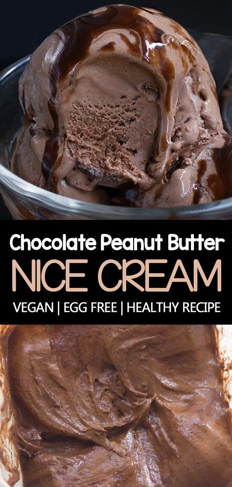 How to make vegan chocolate peanut butter banana ice cream at home, with no machine, no eggs, and no dairy #icecream #chocolate #vegan #nicecream #healthy #healthyicecream #veganicecream #eggfree #dairyfree #peanutbutter #banana #bananaicecream Peanut Butter Ice Cream Recipe, Healthy Chocolate Ice Cream, Almond Milk Ice Cream, Vegan Chocolate Peanut Butter, Chocolate Peanut Butter Ice Cream, Chocolate Covered Katie, Nice Cream Recipe, Butter Ice Cream, Peanut Butter Ice Cream