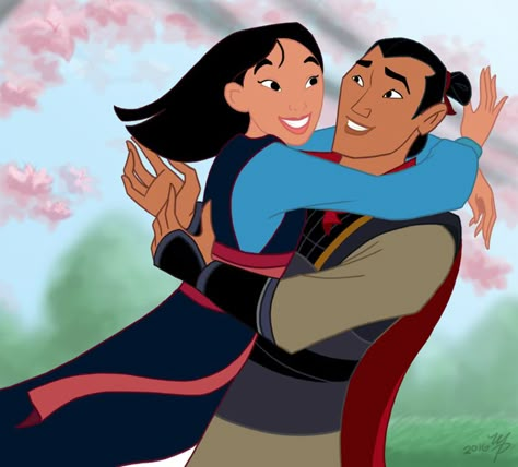 Mulan and Shang and their romantic loving embrace hug Li Shang And Mulan, Mulan Li Shang, Mulan X Shang, Mulan And Li Shang, Princess Pregnant, Shang Mulan, Mulan And Shang, Li Shang, Cartoon Drawing Ideas