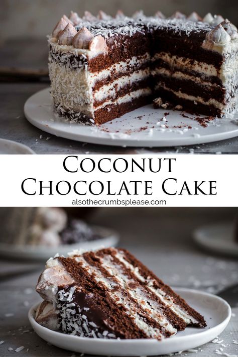 Chocolate Bounty Cake, Chocolate Coconut Bounty Cake, Bounty Cake Decoration, Bounty Birthday Cake, Chocolate Cake Coconut Frosting, Chocolate Cake With Coconut Filling, Chocolate Cake With Coconut Frosting, Bounty Chocolate Cake, Coconut Chocolate Cake Recipe