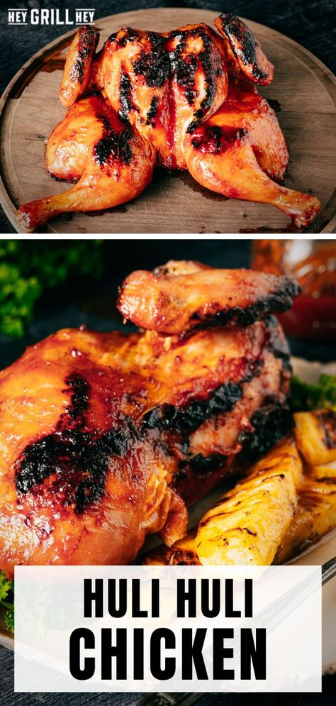 Authentic Huli Huli Chicken Recipe, Hey Grill Hey Recipes, Bbq Whole Chicken, Grilled Huli Huli Chicken, Smoker Recipes Chicken, Chicken On The Grill, Ninja Grill, Ranch Wife, Huli Chicken