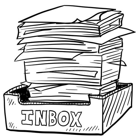 Overstuffed inbox work stress sketch. Doodle style inbox image with a huge pile #Sponsored , #ad, #advertisement, #work, #Overstuffed, #sketch, #stress Paper Drawing Ideas, Notes Drawing, Easter Poster, Hair Stenciling, Drawing Room Interior Design, Props Art, Free Clipart Images, Working Drawing, Drawing Clipart