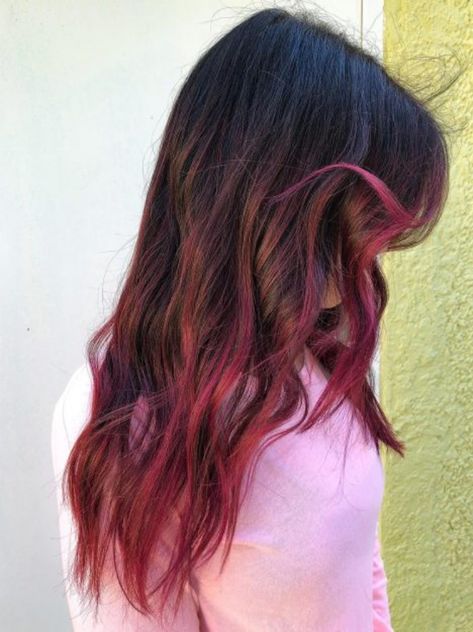 Amazing Jet Black Hair Color Ideas Check more at https://fashionuer.com/jet-black-hair-color-ideas/ Lowlights In Black Hair, Pink Lowlights, Jet Black Hair Color Ideas, Jet Black Hair Dye, Jet Black Hair Color, Curly Pink Hair, Black Hair Color Ideas, Midnight Blue Hair, Black Hair Shampoo