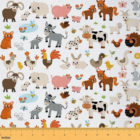 Amazon.com: Feelyou Cartoon Horse Outdoor Fabric by The Yard,Cute Pig Chicken Rabbit Milk Cow Upholstery Fabric for Chairs, Farm Nursery Animal Decorative Fabric for Home DIY Projects, 3 Yards, Grey White Pink : Everything Else Fabric For Chairs, Cartoon Horse, Pink Everything, Upholstery Fabric For Chairs, Farm Nursery, Cute Pig, Milk Cow, Home Diy Projects, Cute Pigs