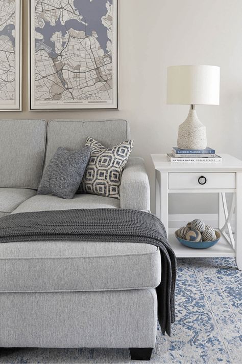 Benjamin Moore Glass Slipper Colour Review by Claire Jefford Benjamin Moore Glass Slipper Living Room, Trending Sofa Designs, Glass Slipper Benjamin Moore, Benjamin Moore Glass Slipper, Colour Trends 2022, Best Couches, Light Blue Paints, Best White Paint, Couch With Chaise