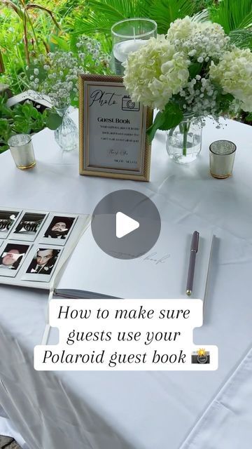 Soon To Be Wed on Instagram: "The polaroid guest book has been one of the trendiest options for weddings — and for good reason! The heardest part of having a memory filled book at the end of the night is having all of your guests participate. Designating a host is the perfect way to help your guests feel comfortable and explain how it works. 🤍 #weddingplanning #weddingplanner #weddingtips" Guest Book Table Florals, Photo Guest Book Sign Printable Free, Polaroid Guest Book Instructions, Wedding Guest Book Table Ideas, Guest Book Table Ideas, Wedding Guest Sign In Ideas, Guestbooks Ideas For Wedding, Guest Book Wedding Ideas, Wedding Signature Book