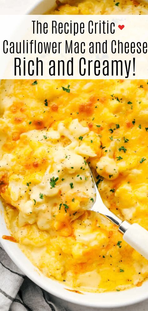 Low Carb and Keto Friendly Baked Cauliflower Mac and Cheese is the answer to your diet friendly comfort food craving! Rich, creamy and oh so cheesy, you have to try this tonight! Cheesy Cauliflower Mac And Cheese, Coliflower Mac And Cheese Healthy, Baked Cauliflower And Cheese, Cauliflower Mac Cheese Recipes, Cauli Mac And Cheese, Crockpot Cauliflower Mac And Cheese, Low Carb Cauliflower Mac And Cheese, Califlower Mac & Cheese, Cauliflower Mac And Cheese Keto