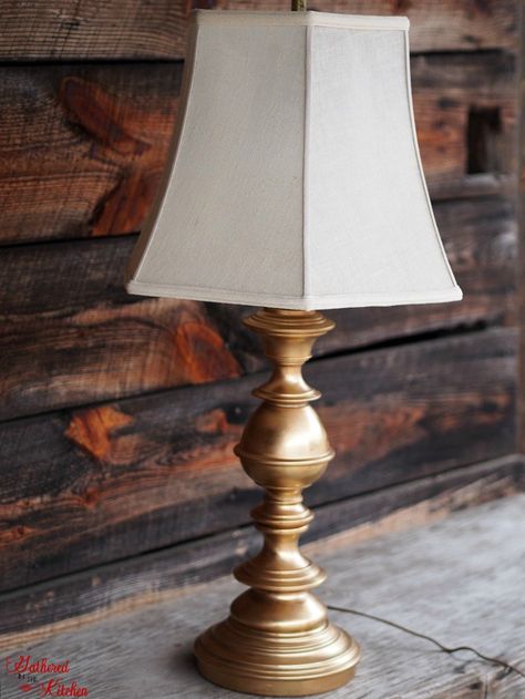 DIY Gold Rubbed Thrift Store Farmhouse Lamp Makeover Rub 'n Buff Tutorial Update Brass Lamps, Thrift Store Lamp Makeover, Entryway Doors, Diy Lamp Makeover, Farmhouse Lamp, Craft Room Organization Diy, Rub N Buff, Farmhouse Lamps, Lamp Makeover