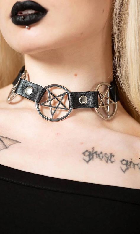 Killstar Clothing, Fishnet Crop Tops, Leather Choker Collars, Goth Accessories, 2010 Fashion, Gothic Chokers, Leather Chokers, Choker Collar, Autumn Cozy