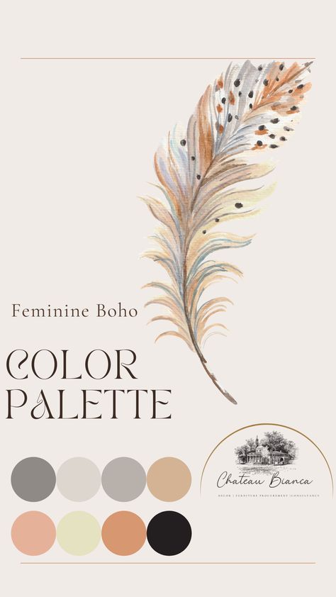 Flowy, free and feminine, we love these colours for a chic bohemian vibe. Mix these hues for a soft, feminine space. #femininecolourpalette #bohocolourpalette #bohochic #bohocolours #bohemianroominspo # #colourpallete #neutralwallcolours #warmpaintcolours #warmpaint #livingroominspo #paintselection #chateaubianca #homepaintcolours #interiorpaintcolours #interiorpaintpalette #interiorpaints Boho Colour Palette, Feminine Space, Interior Paint Palettes, Chic Bohemian, Soft Feminine, Living Room Inspo, Colorful Boho, Bohemian Chic, Wall Color