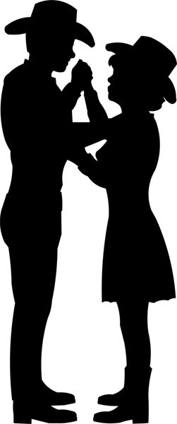 Country Couple Silhouette, Cowgirl Sillouhette, Country Swing Dance, Cowboy Sunset Silhouette, Cowboy Riding Horse Silhouette, Dancing Couple Silhouette, Cowboy Party Decorations, Dancing Drawing, Country Line Dancing