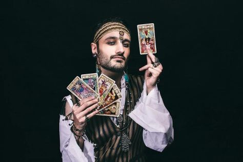 Male fortune teller Fortune Teller Costume Men, Male Fortune Teller Costume, Mens Circus Costume Ideas, Male Fortune Teller, Fortune Teller Character, 20s Fortune Teller, Fortune Teller Outfit, Dark Fortune Teller, Fantasy Fortune Teller