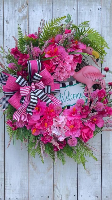 Pink Flamingo Welcome wreath for front door porch entrance wall beach house seaside coastal decor in 2022 | Spring wreath, Wreaths, Summer wreath Porch Entrance, Beach Themed Crafts, Tropical Wreath, Summer Mesh Wreaths, Entrance Wall, Fall Decor Wreaths, All Season Wreath, Pink Wreath, Flamingo Decor