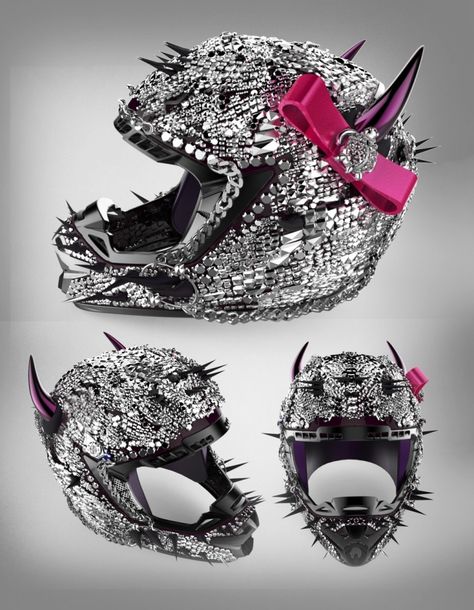 3d motorcycle crystal helmet by Vladimir Nikolic at Coroflot.com Custom Bike Helmets, Moto Helmet, Cool Bike Helmets, Motorcycle Helmet Design, Pink Motorcycle, Womens Motorcycle Helmets, Biker Helmets, Helmet Designs, Cool Motorcycle Helmets