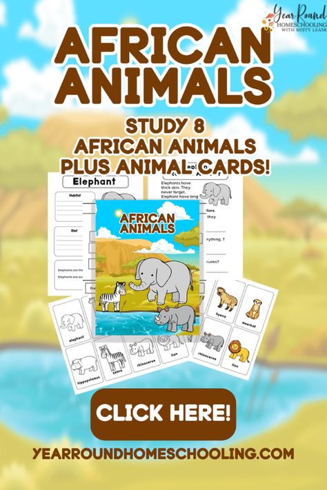 Before heading to the zoo to check out all of the animals from Africa, have your kids complete this African animals study. #AfricanAnimals #Animals #AnimalStudy #Printable #Homeschool #Homeschooling #YearRoundHomeschooling Africa Unit Study, Animals Of Africa, Elementary Printables, Study Pack, Free Homeschool Curriculum, Homeschool Routine, Homeschooling Resources, Nature School, Homeschool Inspiration