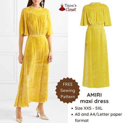 Amiri maxi dress – Free PDF sewing pattern – Tiana's Closet Artsy Formal Dress, Tiana Closet, Tianas Closet, Paper To Print, Sewing Patterns Free Women, Clothing Making, Creation Station, Structured Dress, Save The Earth