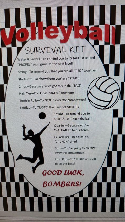 Volleyball Survival Kit Ideas, Volleyball Locker Decorations, Volleyball Crafts, Volleyball Locker, Volleyball Team Bonding, Sports Snacks, Volleyball Coach Gifts, Volleyball Team Gifts, Volleyball Photography