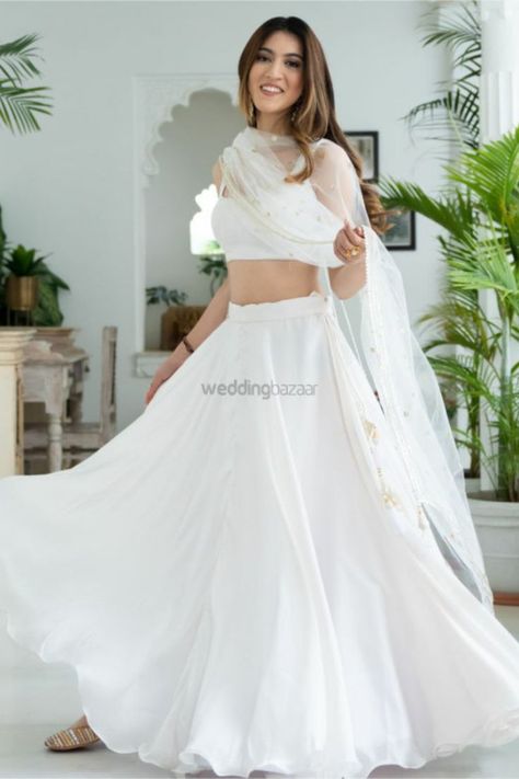 White Lehenga Choli Simple, Haldi Dress For Bride Indian, Haldi Celebration, Haldi Dress For Bride, Haldi Outfit For Bride, Lehenga Simple, Bridal Anarkali Suits, White Lehenga Choli, Haldi Dress