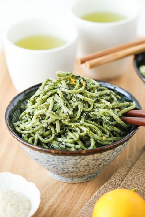 Green Tea Soba with Nori Pesto | Thirsty for Tea | Bloglovin’ Nori Recipe, Soba Recipe, Soba Noodles Recipe, Matcha Tea Benefits, Yummy Noodles, Matcha Green Tea Recipes, Green Tea Recipes, Best Green Tea, Matcha Recipe