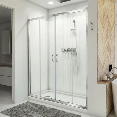 60" W x 32" D x 78" H Semi-Frameless Rectangle Shower kit with Base Included Easy Bathroom Remodel, Shower Base Installation, Bathtub Enclosures, Semi Frameless Shower Doors, Simple Bathroom Remodel, Shower Stalls, Contemporary Shower, Opening Design, Shower Kit