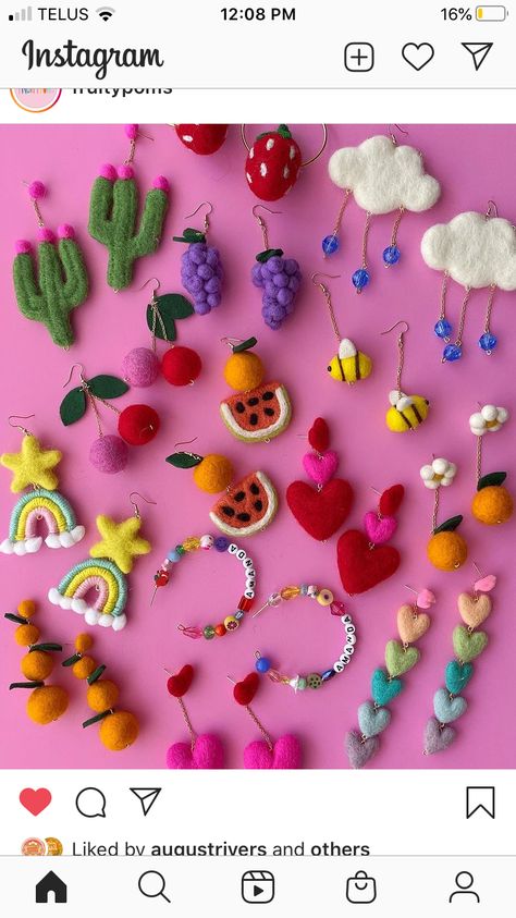 Needle Felting Accessories, Felted Wool Earrings, Needle Felt Jewelry, Needle Felting Jewelry, Needle Felting Earrings, Needle Felt Earrings, Punch Needle Earrings, Needle Felted Earrings, Felting Earrings