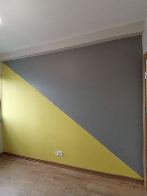 Wall panels designing Blue Couch Room, Unique Wall Paint Designs, Room Paint Designs, Yellow Accent Walls, Two Tone Walls, Wall Color Combination, Stairs Design Interior, Colourful Living Room Decor, Kids Bedroom Walls