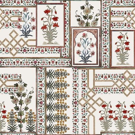 Mughal Art Paintings, Mughal Paintings, Print Design Art, Textile Prints Design, Textile Pattern Design, Digital Borders Design, Embroidery Motifs, Digital Print Fabric, Motif Design