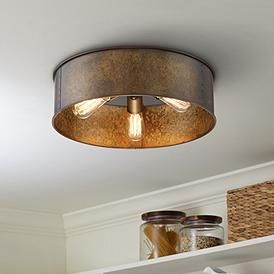 Kettle 12" Wide Weathered Brass 3-Light Ceiling Light Kitchen Lamps Ceiling, Crescent Ideas, Cooper Kitchen, Cedar House, Rustic Ceiling Lights, Low Ceiling Lighting, Industrial Lamps, Colorado House, Condo Decor