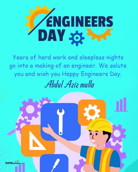 Engineers Day Wishes, Happy Engineer's Day, Graduation Message, Engineers Day, Happy Birthday Husband, Personalized Photo Frames, Wishes For Friends, An Engineer, Hard Work And Dedication