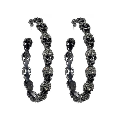 Skull Accessories, Clear Crystal Earrings, Earring Hoop, Skull Clothing, Amrita Singh, Skull Fashion, Skull Jewelry, Skull Earrings, Skull And Bones