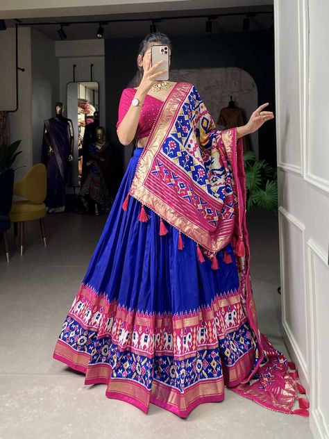 #navratrilehenga #navratrichaniyacholi #mirrawgarbadress Blue Indian Wedding, New Lehenga, Patola Print, Red Lehenga Choli, Indian Wedding Lehenga, Silk Lehenga Choli, Party Wear Lehenga Choli, Lehenga Choli Online, Readymade Saree