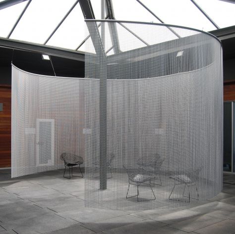 Space Divider, Space Dividers, Metal Curtain, Cool Curtains, Spa Design, Design Del Prodotto, Curtain Designs, Hospitality Design, Metal Mesh