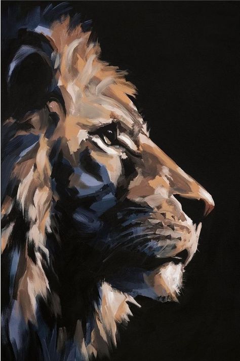 Lion Painting Acrylic, Abstract Lion Painting, Animal Paintings Acrylic, Abstract Lion, Lion Canvas Art, Lion Painting, Oil Pastel Art, Easy Canvas Painting, Wildlife Paintings