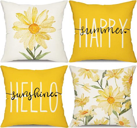 Vintage Letters, Sunflower Pillow, Farmhouse Throw Pillow, Yellow Throw Pillows, Summer Pillows, Contemporary Throw Pillows, Pillowcase Pattern, Floral Throw Pillow Covers, Garden Pillows