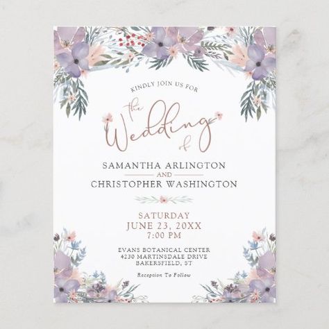 $1.27 | Budget Floral Wildflowers Wedding Invitation #budget wedding, budget friendly wedding, watercolor, floral, boho pastel wildflowers, rose gold, terra cotta, violet lilac purple, spring summer wedding, low budget wedding Pastel Wildflowers, Wildflowers Wedding, Wedding Color Pallet, Rose Gold Wedding Invitations, Low Budget Wedding, Boho Wildflower, Wildflower Wedding Invitations, Wedding Watercolor, Watercolor Wildflowers