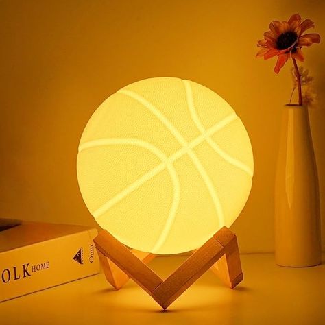 Balkwan Basketball Lamp for Boys 16 Colors Changing Sport Moon Lamp Night Light for Kids Dimmable with Remote Control Home Decor Birthday Gifts for Kids Boy (4.7in) - Amazon.com Lamps Boy, Basketball Themed Bedroom Target, Fun Boys Room Basketball, Basketball Lamp, Boys Basketball Room Pottery Barn Teen, Boys 16, Moon Lamp, Sports Room, Decor Birthday