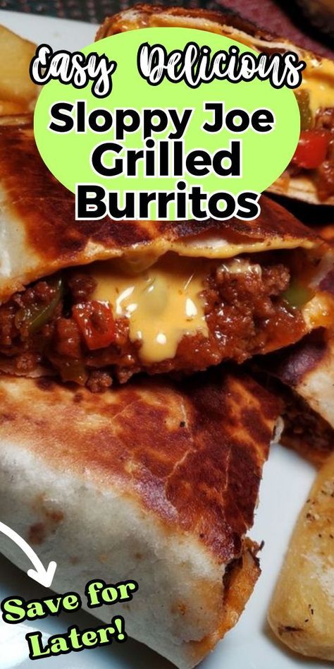 Do you love the oozing mess of a delicious Sloppy Joe, but hate having to use a fork? Solve your problem with these tasty Sloppy Joe Grilled Burritos! Sloppy Joe Burrito, Grilled Burritos, Bbq Sandwich Recipe, Sloppy Joe Grilled Cheese, Cheesy Sloppy Joes, Chicken Sloppy Joes, Grilled Cheese Sloppy Joe, Beer Cheese Sauce, Sloppy Joes Easy