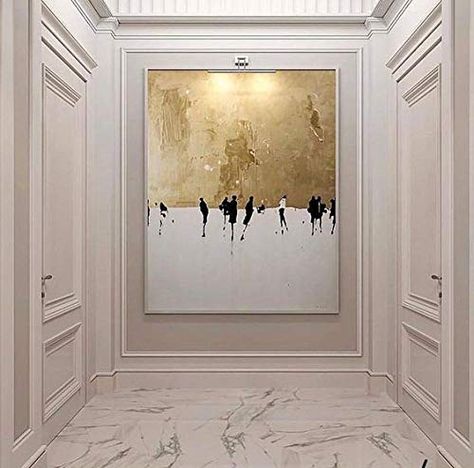 Orlco Art Hand-Painted High Quality Abstract Wall Art Oil Painting on Canvas Abstract Gold and White Oil Painting for Living Room 32x48inch: Amazon.co.uk: Kitchen & Home Entrance Painting, Canvas Oil Painting Abstract, Oil Painting Pictures, Modern Abstract Wall Art, Soyut Sanat Tabloları, Hur Man Målar, Tableau Art, Painting Canvas, Pictures To Paint