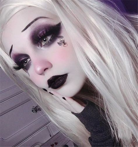 Demon Doll Makeup, Goth Cute Makeup, Dark Doll Makeup, Gothic Doll Makeup, Dead Doll Makeup, Goth Doll Makeup, Animal Halloween Makeup, Creepy Cute Makeup, Dead Girl Makeup