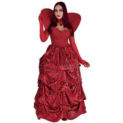 Queen Of Hearts Costume Descendants, Queen Of Hearts Rise Of Red, Queen Of Hearts Descendants Outfit, Rise Of Red Costume, Descendants Queen Of Hearts, Queen Of Hearts Descendants, Disney Descendants Costume, Villain Party, Red Queen Costume