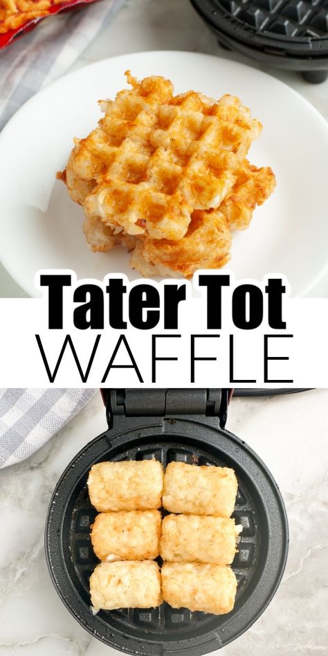 Mini Waffle Hashbrowns, Mini Waffle Maker Hashbrowns, Waffle Tater Tots, Tater Tot Waffle Recipes, Dash Mini Waffle Maker Recipes Eggs, Waffle Iron Breakfast Ideas, Recipes Using A Waffle Maker, 2 Waffle Recipe, Uses For Mini Waffle Maker