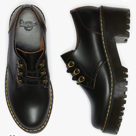 New! Dr Martens Leona Lo Vintage Smooth Leather Heeled Shoes Size 9 L Dr Martens Leona, Academia Shoes, Hiker Style, Bridal Sneakers, Dr Martens Black, Leather Lace Up Boots, Red Adidas, Dr Martens Shoes, Martens Shoes