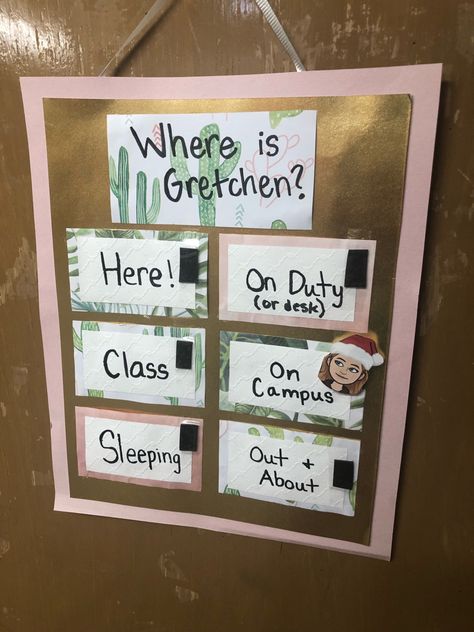 my where’s your #RA door sign from last semester Where Am I Office Door Sign, Where Is Your Ra Door Sign, Where's My Ra Sign, College Name Tags Door Decs, Ra Dorm Hallway Decorations, Ra Door Sign, Where’s My Ra Sign, Where Is Ra Sign, College Dorm Door Decorations Name Tags