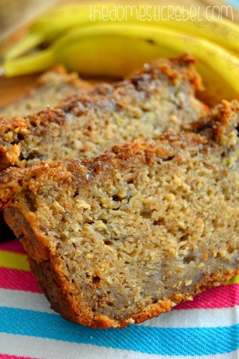 This Banana Bread truly is the BEST!! Supremely moist, fluffy, soft and has great texture with a cinnamon brown sugar streusel on top. The secret ingredient makes it extra delicious! This is the ONLY recipe you need! The Best Banana Bread, Stick Butter, Moist Banana Bread, Best Banana Bread, Banana Nut Bread, Nut Bread, Banana Nut, Banana Flavored, Banana Recipes