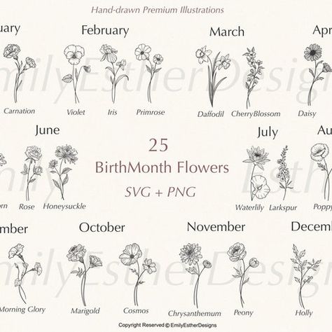 Birth Flower Moon Tattoo, Tatouage Haida, Honeysuckle Tattoo, Flor Tattoo, Flower Chart, Floral Ornaments, Birth Flower Tattoos, True Tattoo, Flower Mug