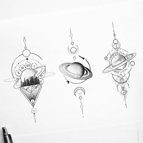 Universe Tattoo, Planet Tattoos, Black And White Illustrations, Instagram Illustration, Geometric Tattoo Design, Space Tattoo, Lucy Heartfilia, Black And White Illustration, Mandala Tattoo