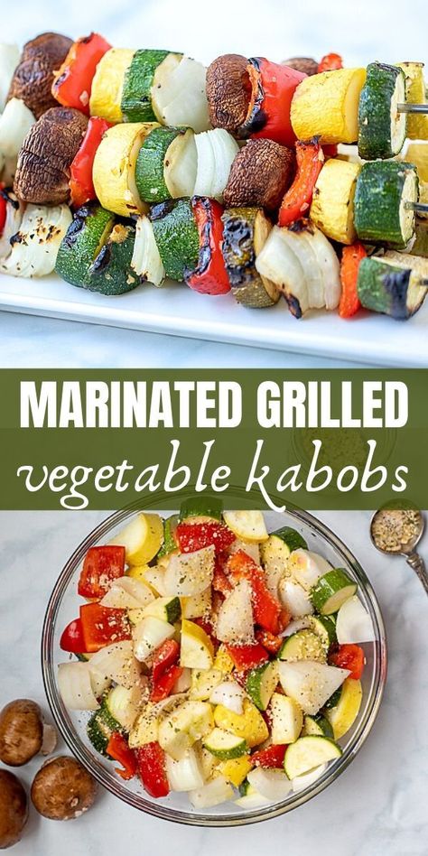 Vegetable Shish Kabob, Grilling Recipes Kabobs, Shish Kabobs Marinade, Kabob Marinade Recipes, Grilled Veggie Kabobs, Veggie Marinade, Grilled Vegetable Kabobs, Grilled Kabobs, Marinated Grilled Vegetables