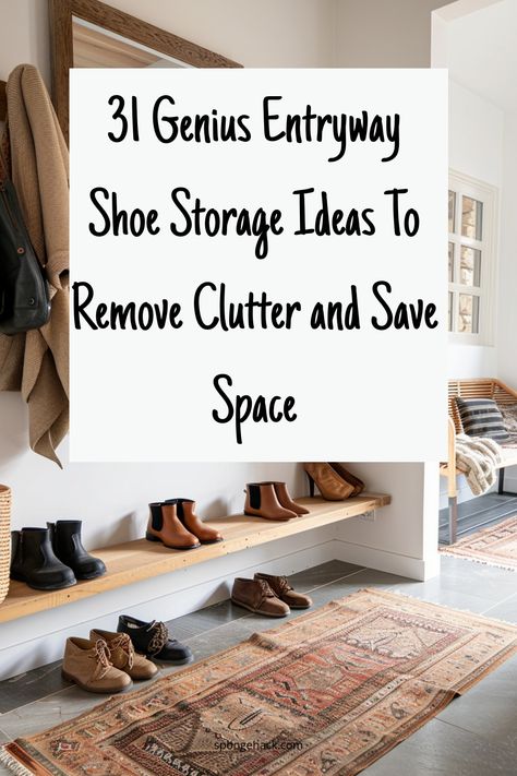 Anyone who’s ever lived in a small apartment or home knows that storage space is always at a premium. Ya’ don’t got any, really! And when it comes to shoes, that can be especially true. After all, you can only fit so many pairs of shoes in your closet! That’s why you have to take […] Front Porch Shoes Storage, Hall Closet Shoe Organization, Laundry Room Shoe Storage Ideas, Front Entry Shoe Storage Ideas, Shoe Storage Stairs, Entryway Shoe Storage Ideas, Closet Storage Cabinets, Diy Closet Storage, Hallway Shoe Storage