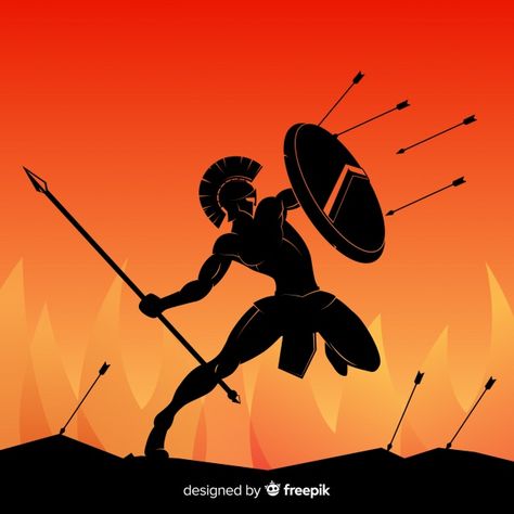 Warrior Silhouette, Silhouette Tattoo, Spartan Tattoo, Warriors Illustration, Greek Warrior, Warrior Tattoos, Ancient Greek Art, Greek Pottery, Spartan Warrior