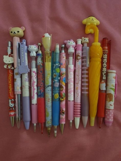 Kawaiicore School Supplies, Cute Pencils For School, Cutecore School Supplies, Pink School Supplies, Cute Supplies, Cute Pencils, Images Hello Kitty, Cute Stationary School Supplies, Cute School Stationary